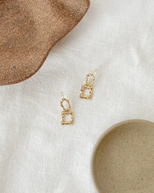 Linden Hammered Drop Earrings